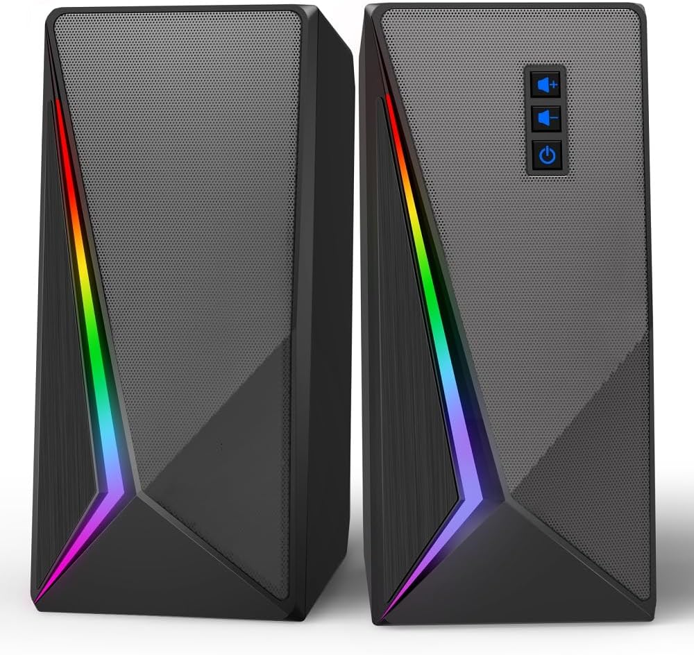 Computer Speakers, Desktop Speakers with 6 Colorful RGB Lights